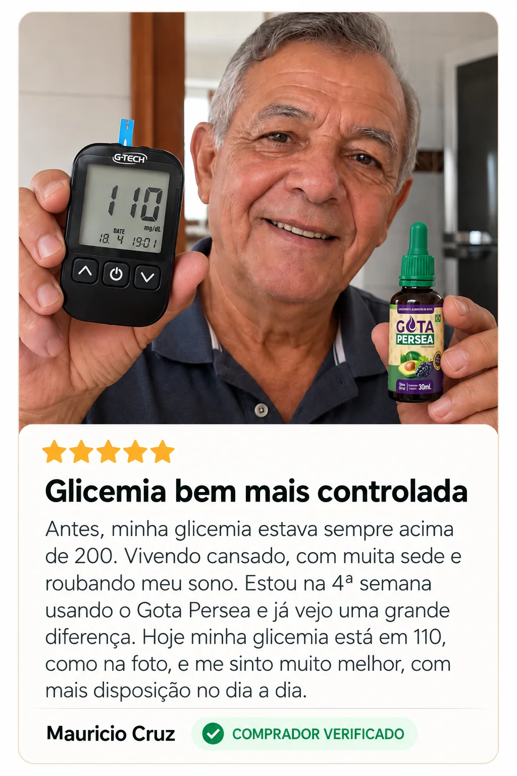 Imagem com o relato de Maurício Cruz sobre Gota Persea.